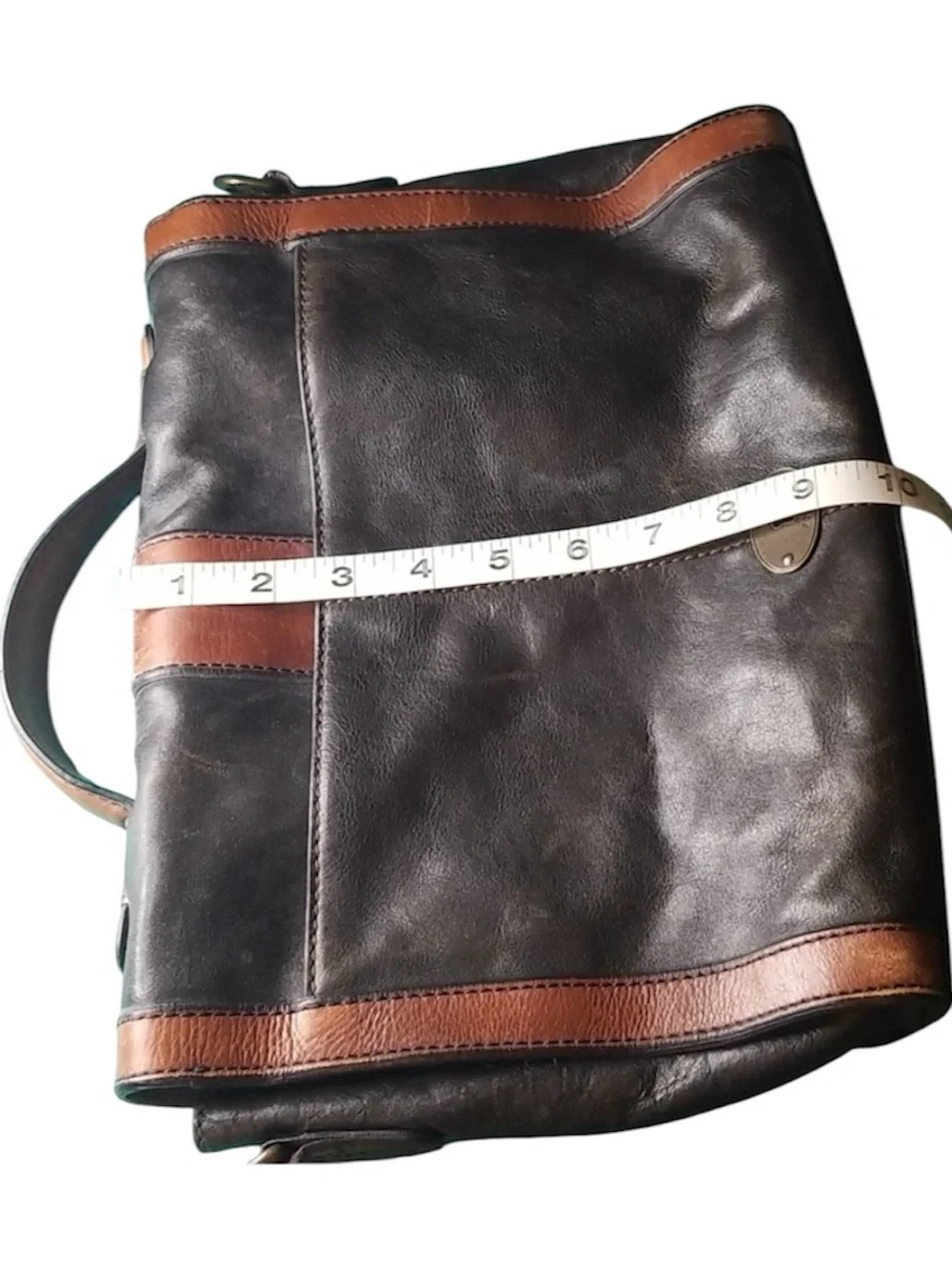 FOSSIL (VRI) Vintage ReIssue Messenger Satchel Whiskey Brown Black Classic Bag